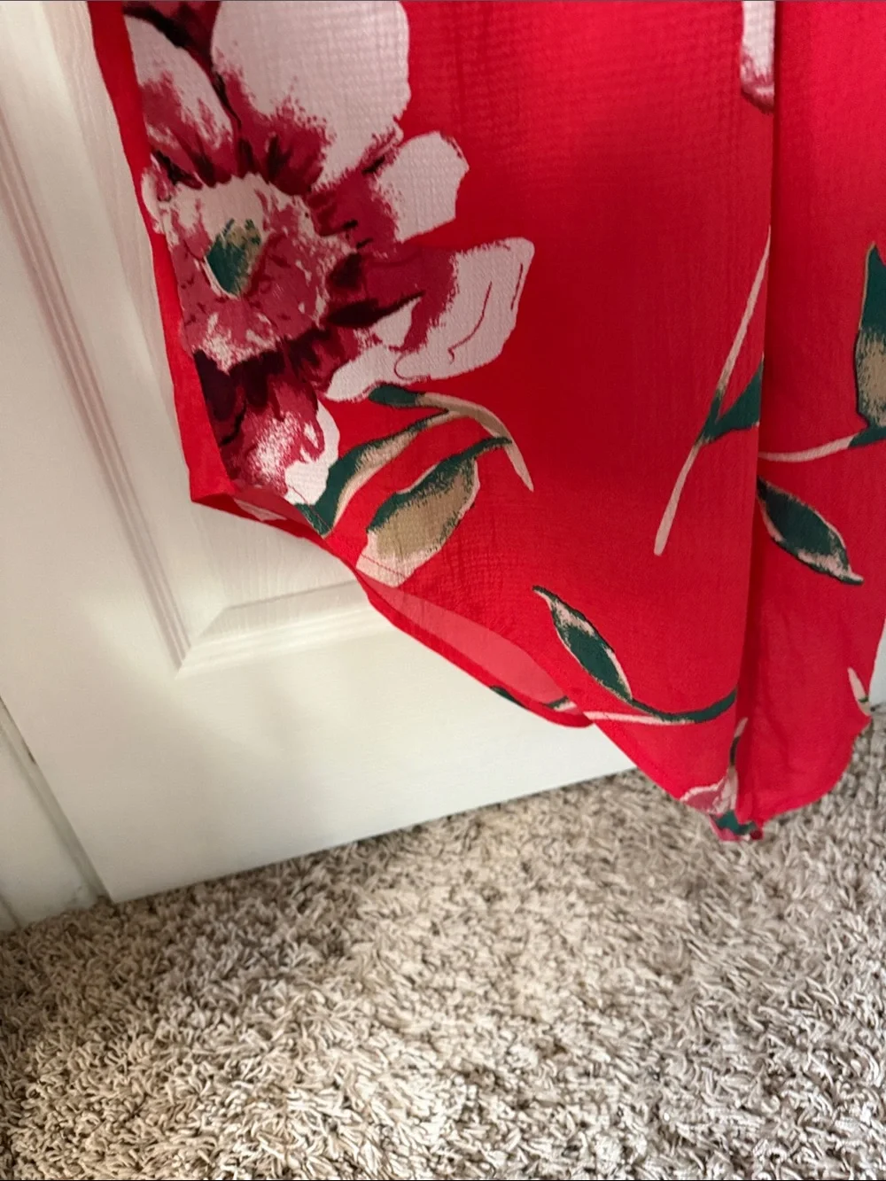 Red Floral High-Low V-Neck Sleeveless Dress - Picture 4 of 7